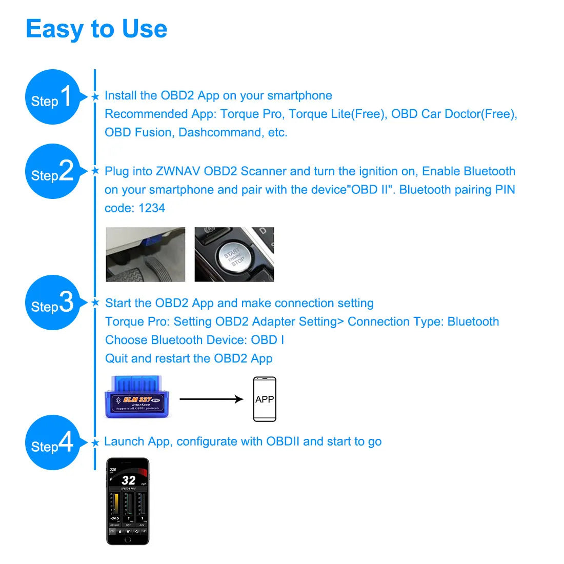 PAMOT OBD2 Diagnosegerät – Bluetooth ELM327 für Android & iOS