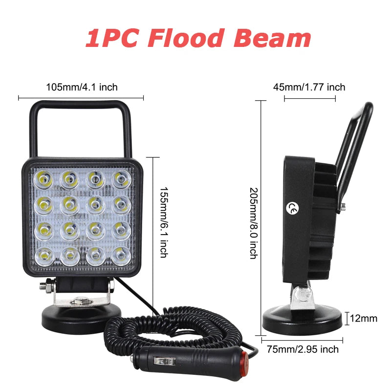 LED-Arbeitsleuchte / Lampada da lavoro – 48W | Magnetfuß | 12–24V